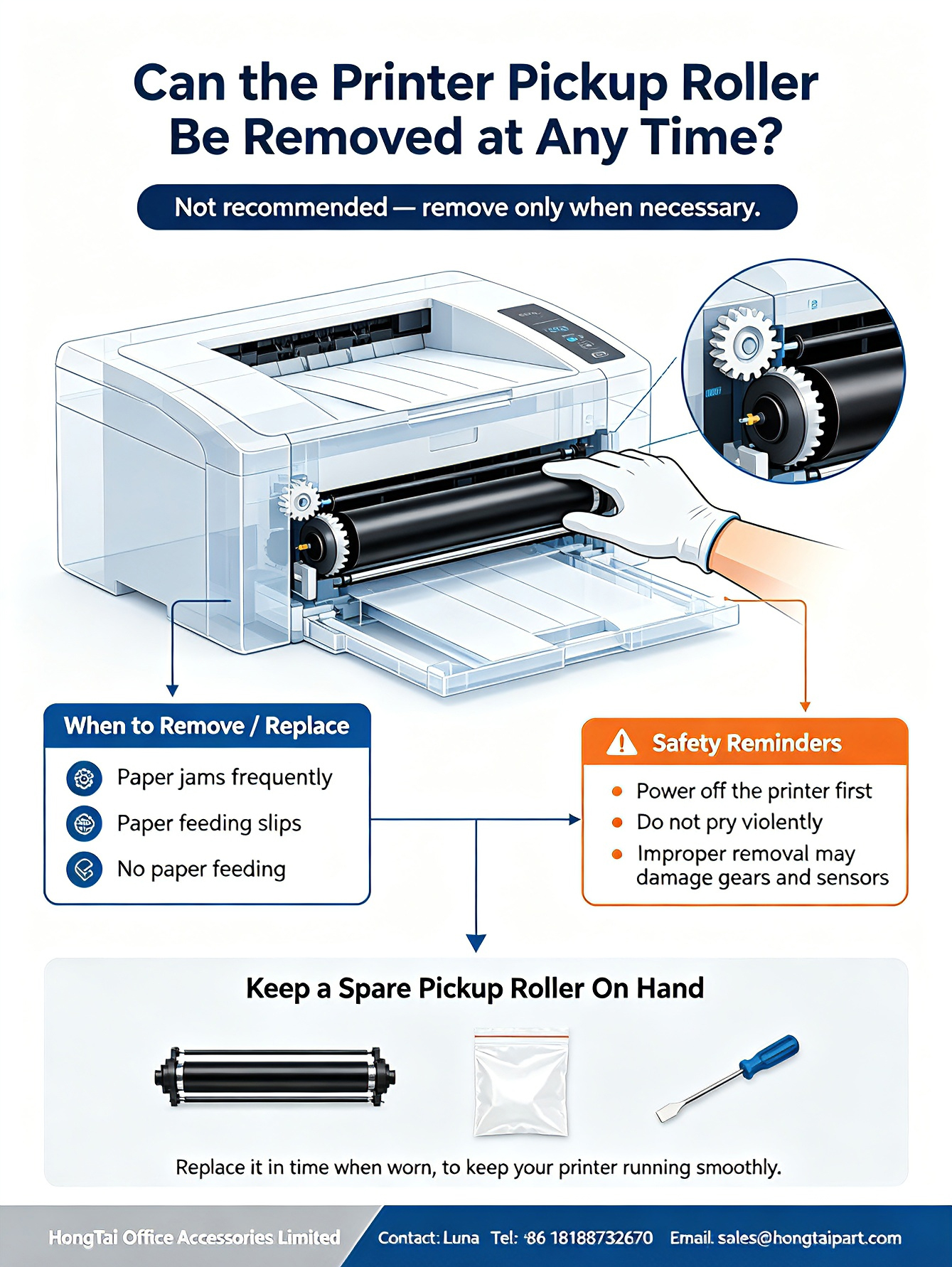 Последние блоги о компании Can Printer Pickup Roller Be Removed At Any Time? Maintenance Guide