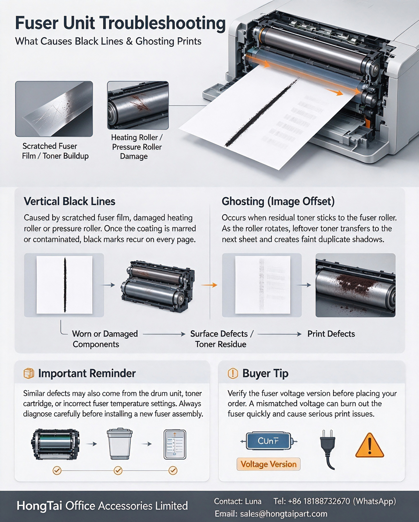 Последние блоги о компании Fuser Unit Troubleshooting: What Causes Vertical Black Lines & Ghosting on Laser Prints