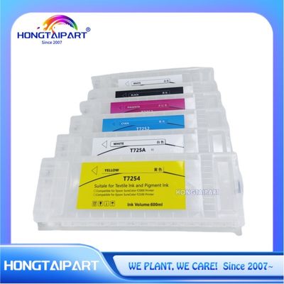 Картуш чернил T725A T725A T7251 T7252 T7253 T7254 600ml 6PCS Пустой картридж чернил 600ml с одноразовым чипом совместим с принтером Epson F2100 F2000 F2130 F2140 F2150 F2160 HONGTAIPART